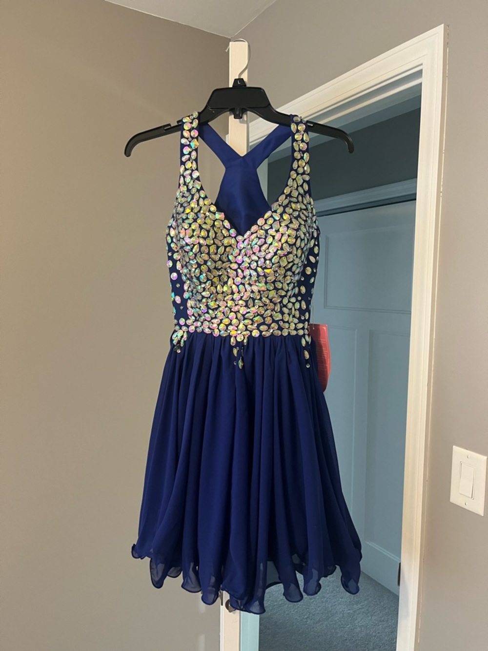 Navy Blue Beaded Cocktail Dress